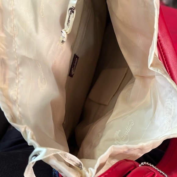 Elegant Floral Tote Bag with Red Straps - Picture 4 of 9